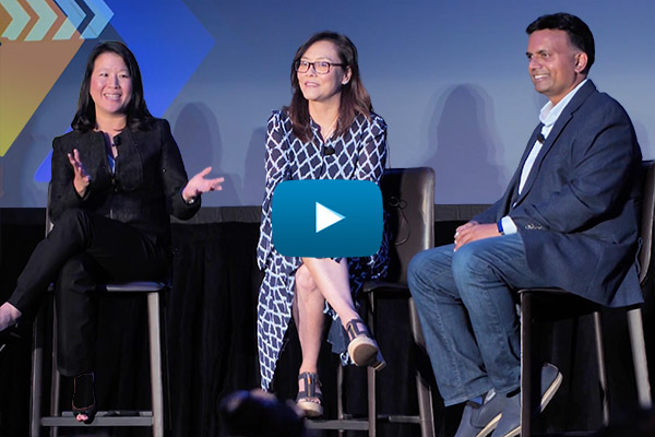 Gaurav Agrawal, Sr. Director, Engineering and Development, eBay; Lorena Chiu, VP Line of Business Services, Global IT, Oracle; and Linda Chen, Chief Marketing Officer, Cyara speaking at Xchange 2019