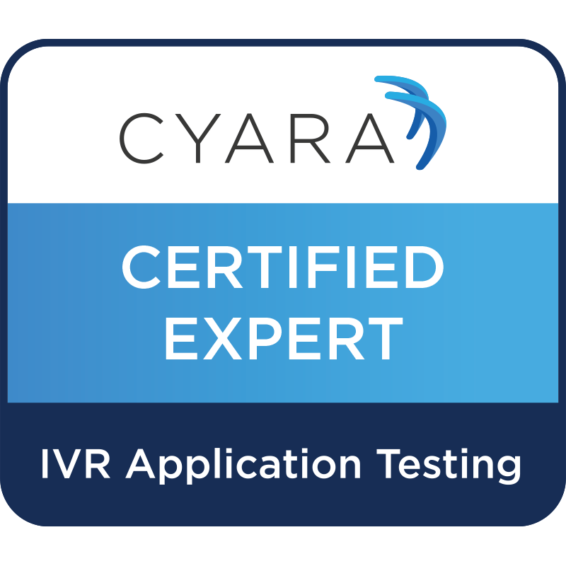 Cyara Certified Expert - IVR Application Testing badge