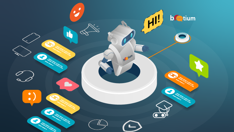 Chatbot amid chat bubbles