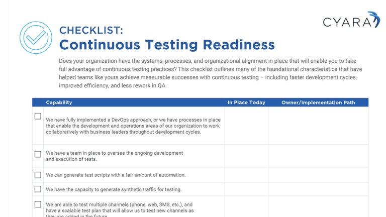Continuous Testing Checklist