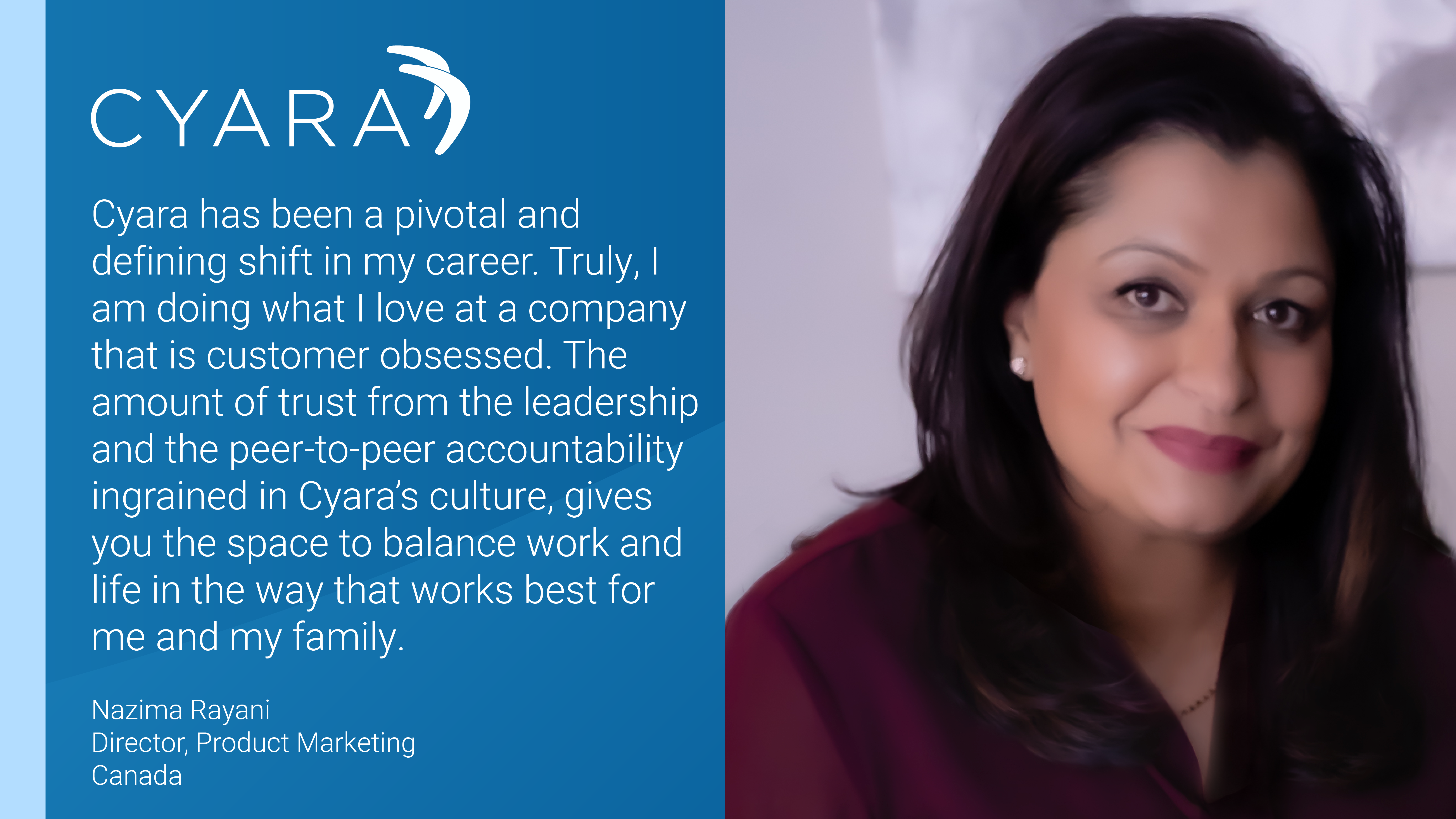 Cyara Employee Profile of Nazima Rayani with tagline