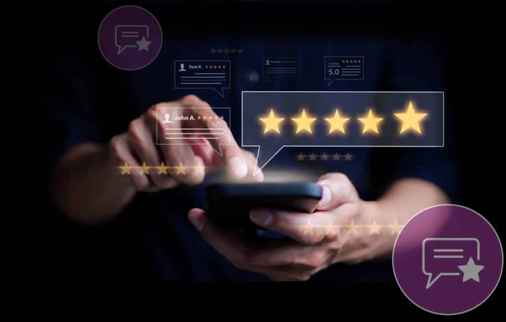 Customer giving feedback via star rating