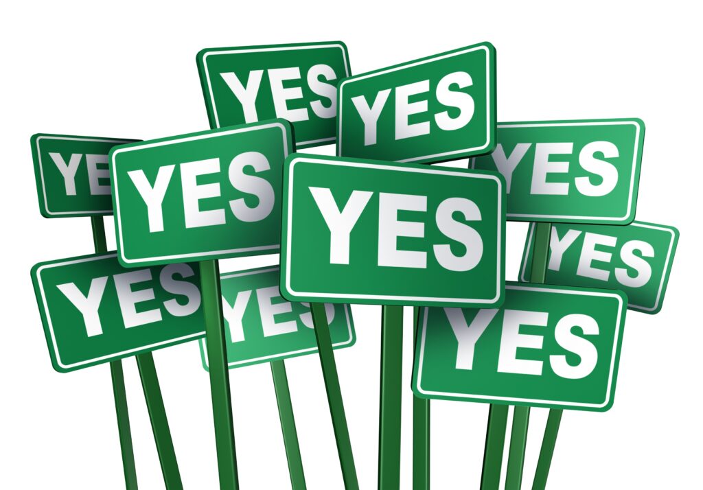 many yes signs