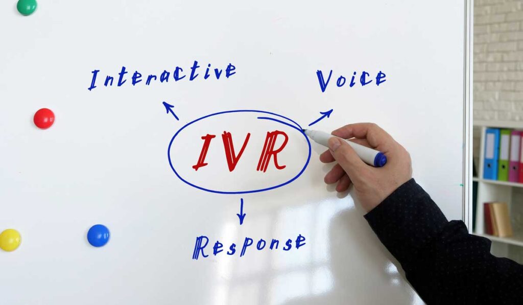 Person circling IVR on a white board
