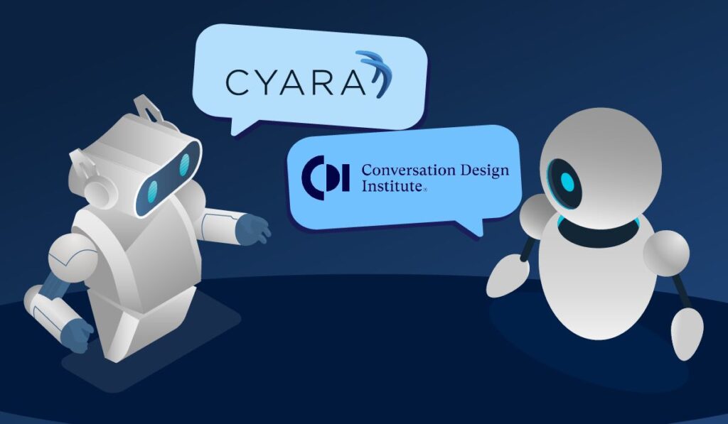 Cyara and Conversation Design Institute robots conversing