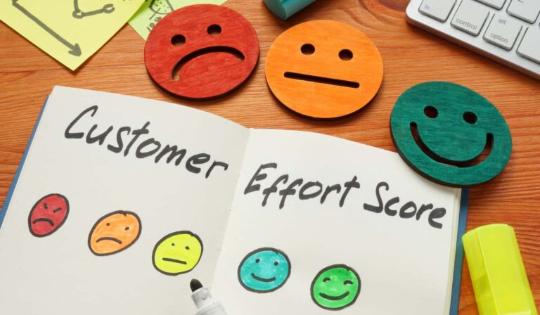 Range of face icons representing customer effort scores
