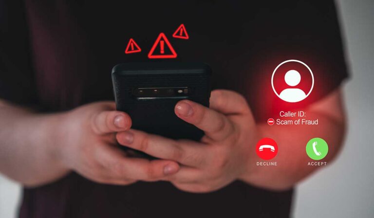 alert showing phone screen caller ID: scam of