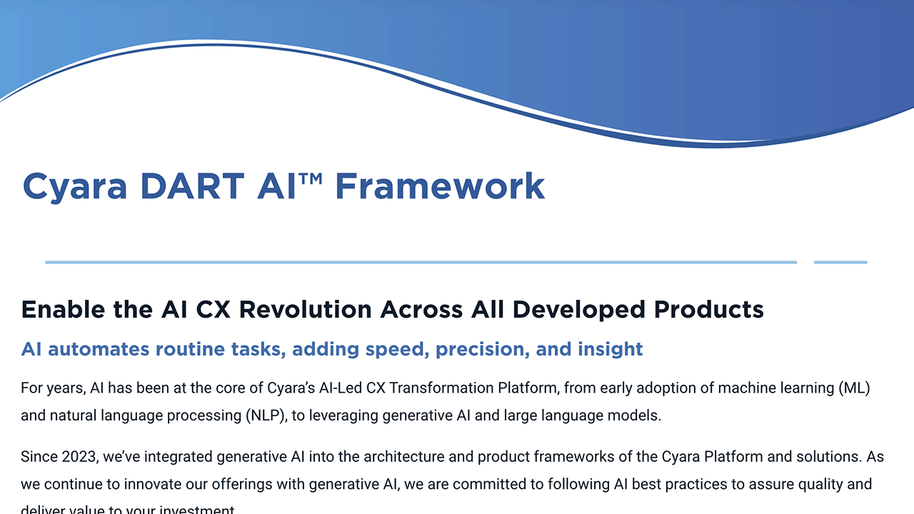 Datasheet-Cyara DART AI Framework