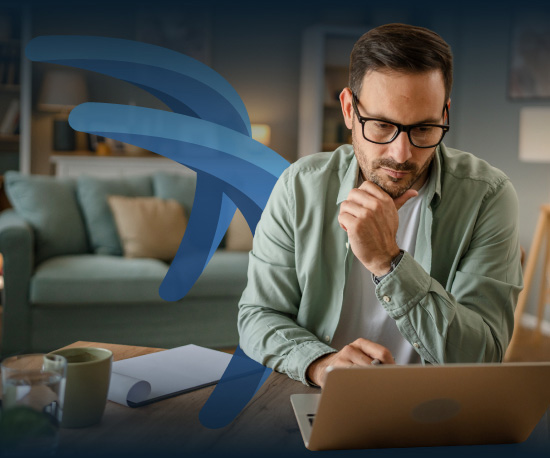 We've got your back - thoughtful worker with laptop