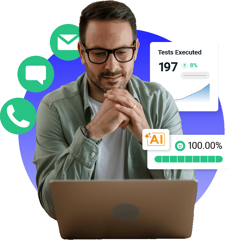 Pleased CX tester viewing CX test stats