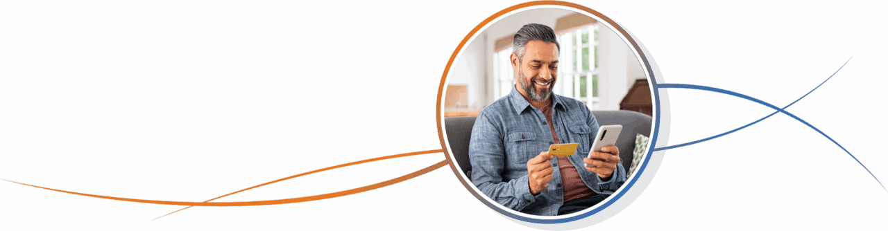 smiling customer purchasing via phone
