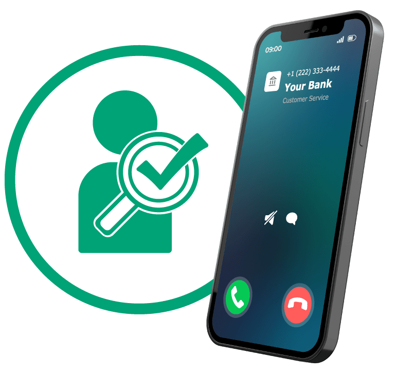Number Trust product icon with phone calling bank