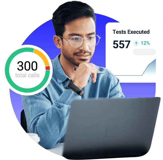 Pleased worker using Velocity