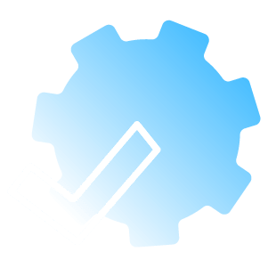 check mark with gear