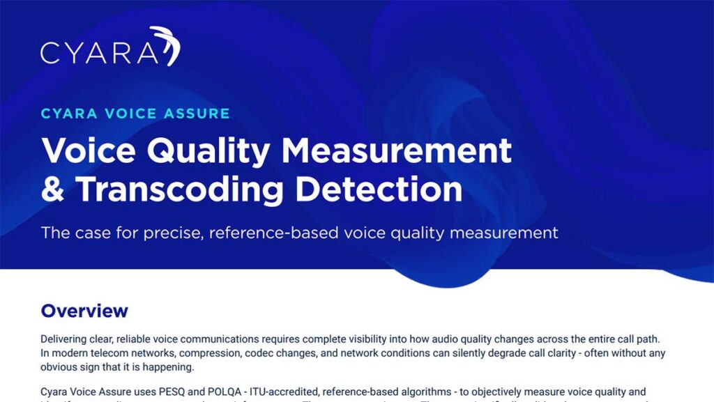 Cyara Voice Assure-Voice quality measurement & transcoding detection datasheet