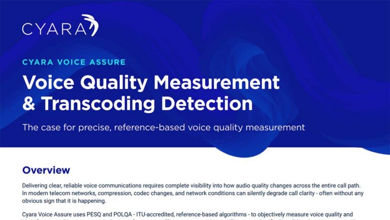 Cyara Voice Assure-Voice quality measurement & transcoding detection datasheet