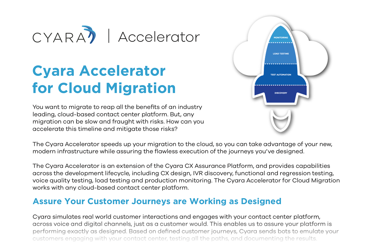 Read the Cyara Accelerator for Cloud Migration Datasheet